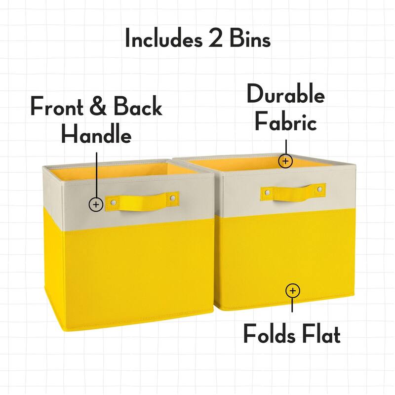 RiverRidge Kids 2pc Two-Tone Fabric Collapsible Cube Storage Organizers with Handles