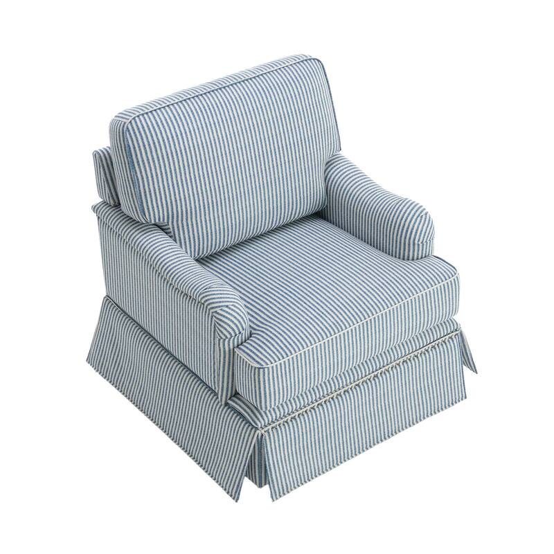 Chenille Swivel Accent Chair Storage Ottoman Set with Nailhead Trim Skirt