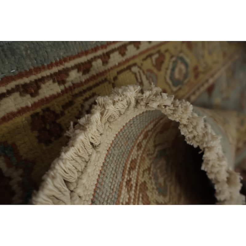 Hand Knotted Oriental 100% Wool Carpet Traditional Floral Navy Blue & Blues Ziegler Area Rug - 4' 0'' X 1' 11''