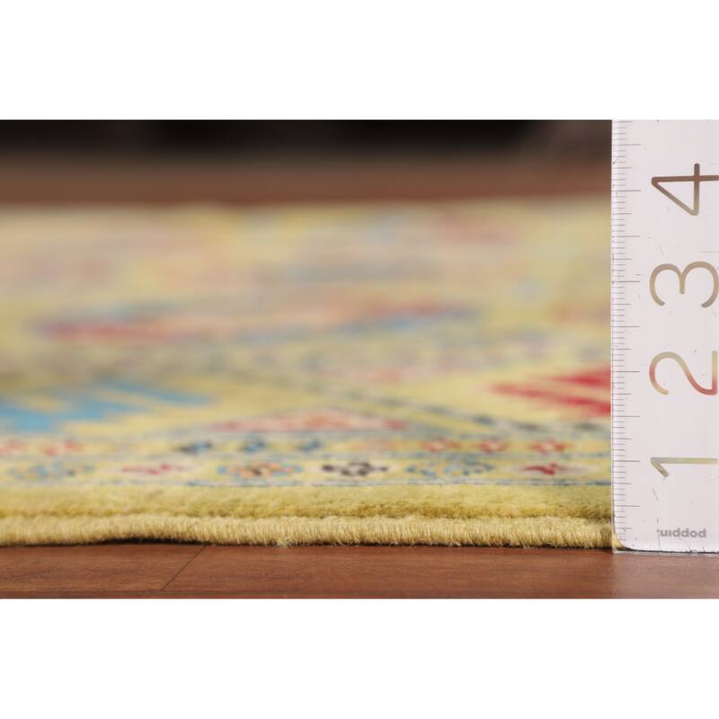 Yellow Kazak Oriental Area Rug Handmade Wool Carpet - 5'10" x 8'0"