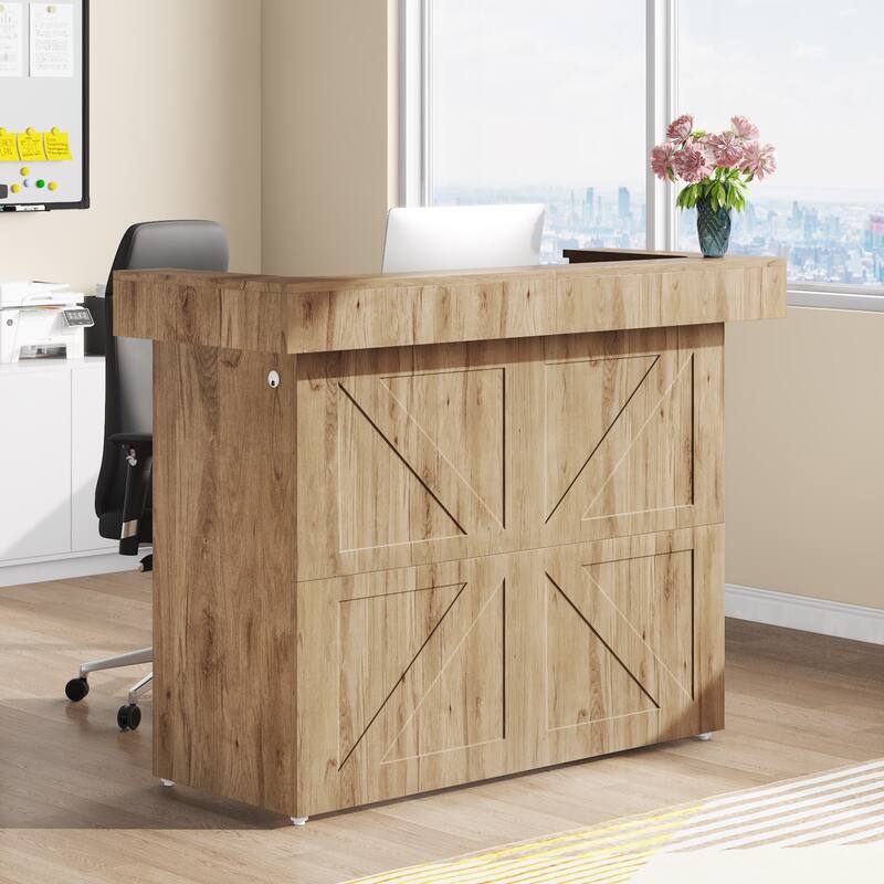 Modern 55 Inch Reception Desk Front Desk with Light