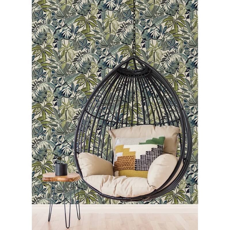 Caroline et Bettina Slate Feuilles Peel & Stick Wallpaper