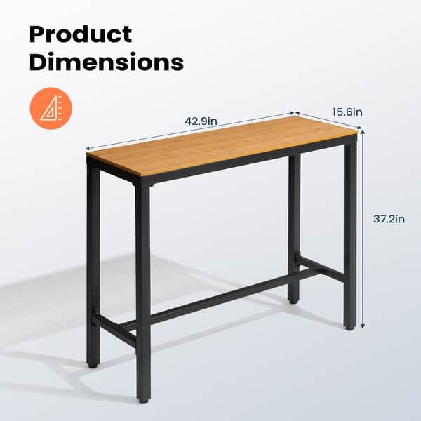 dimension image slide 11 of 14, Pellebant Patio Outdoor Bar Table Rectangle Pub Table Dining Table