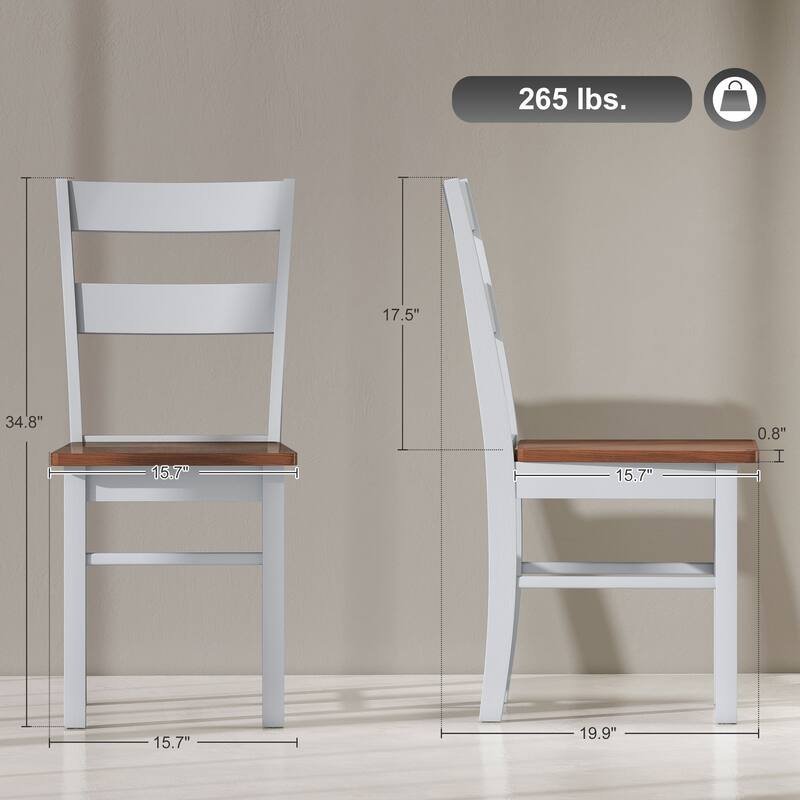 HOMCOM Dining Chairs, Set of 2 Farmhouse Kitchen & Dining Room Chairs with Open Back, Rubber Wood Seating for Living Room