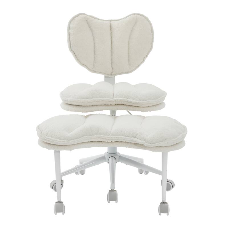 Meditation Chair Plus, Teddy Fleece Double-Layer Padding Cross Legged Rolling Chair for ADHD, Criss Cross Desk Chair