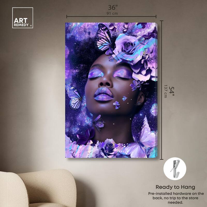 A Glistening Neon Woman Canvas by Art Remedy, Gallery Wrapped
