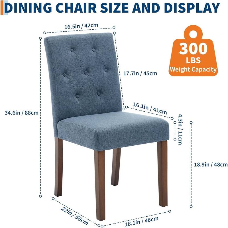 Set of 2 Button Tufted Modern Parsons Upholstered Dining Chairs for Dining Room, Cafe & Home