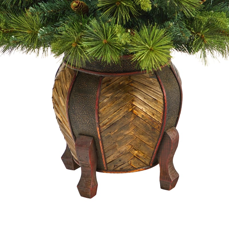 50in Small Christmas Tree with Lights & Berries - Festive Holiday Decor with White Planter - Green - 50