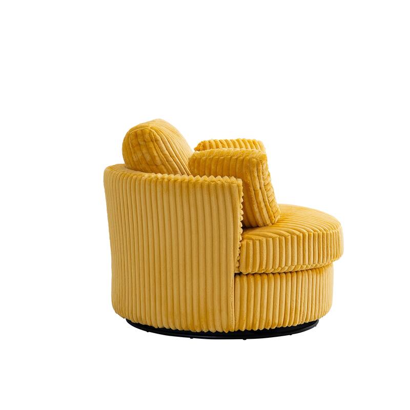 Corduroy 360° Swivel Barrel Chair with 4 Pillows and 400lb Weight Capacity