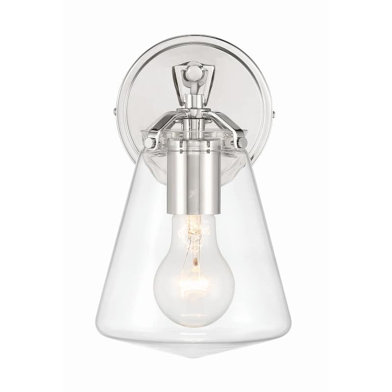 Voss 1 Light Polished Nickel Sconce - 5.75"W x 9.75"H x 6.5"D