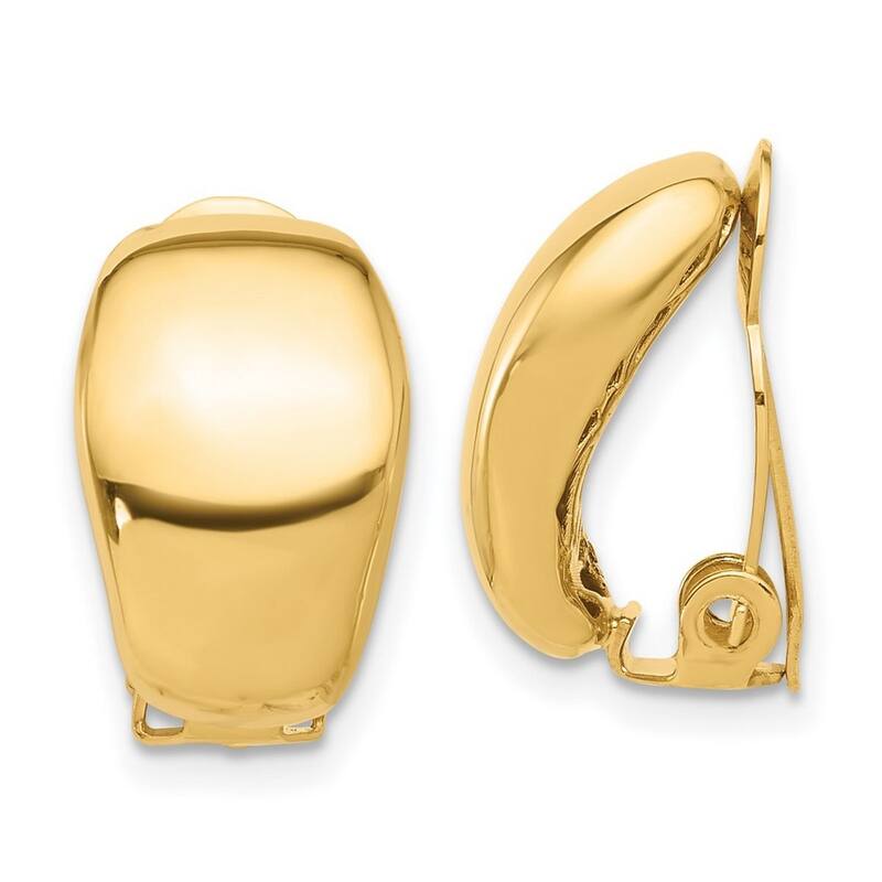 Curata 14k Yellow Gold Polished Omega Clip Non Pierced Earrings - 16x11mm
