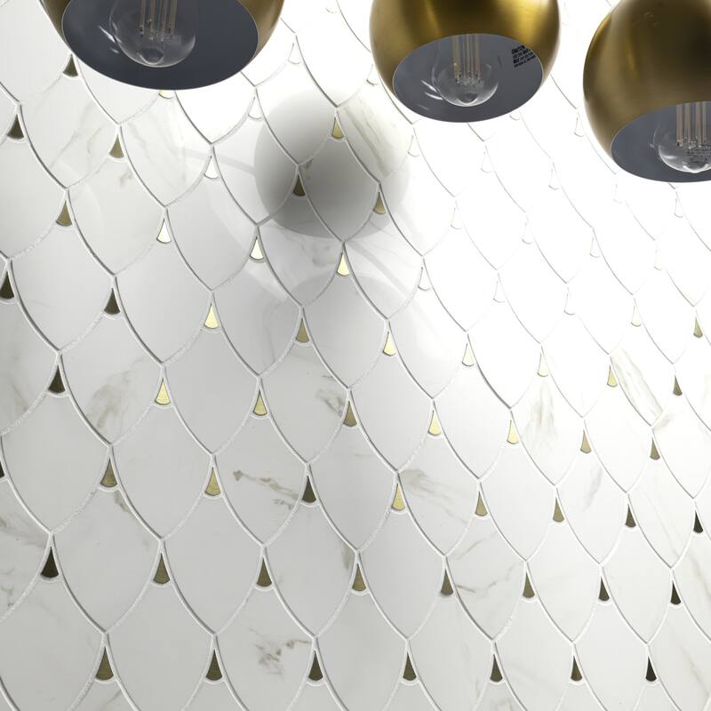 Ackland AKM-GM-10X12SEX-CA 10" x 12" Glass Wave Floor and Wall Mosaic - Satin Aurelia