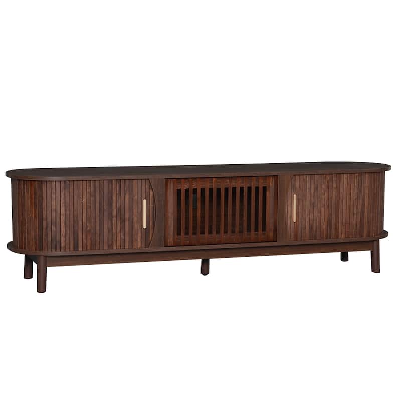 Rectangle TV Stand, Wood Entertainment Center with Storage Cabinet, Living Room TV Console Table for 75" TVs