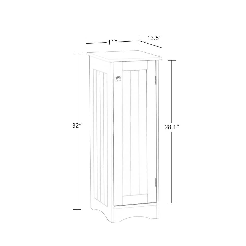 RiverRidge Ashland Single Door Narrow Bathroom and Laundry Storage Cabinet with Adjustable Shelves - White