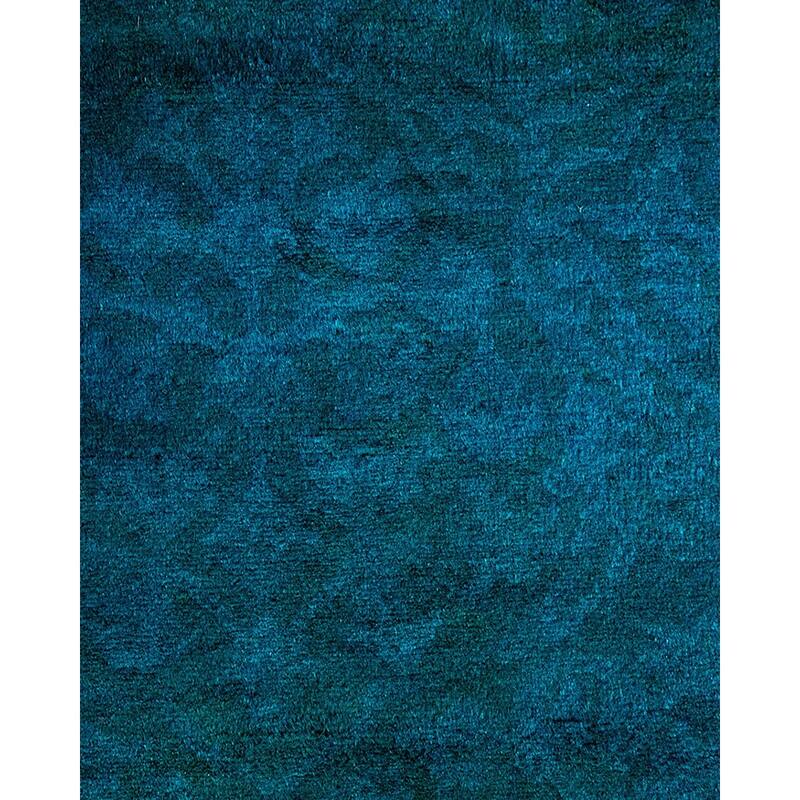 Overton Hand Knotted Wool Vintage Inspired Modern Contemporary Overdyed Blue Runner Rug - 3' 0" x 22' 2"