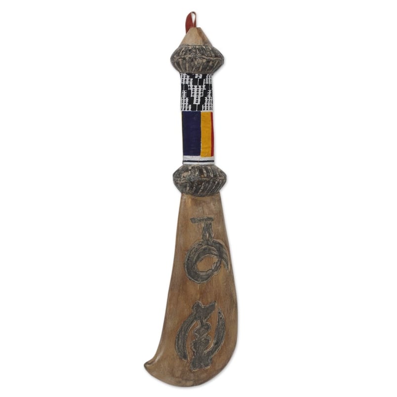 Handmade Chiefs Machete of Tradition Wood wall sculpture (Ghana) - 16.5" H x 4.7" W x 2.4" D