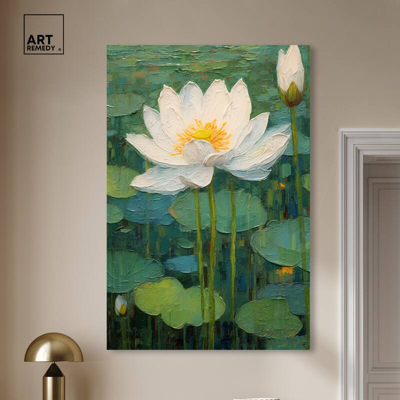 Art Remedy This Is My Waterlily Gallery Wrapped Impressionism 1 Piece Canvas Wall Art /Monet And Van Gogh Inspired Art