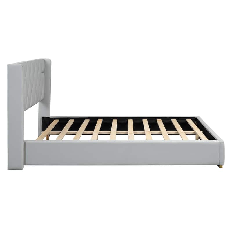 HomeRoots White Tufted Upholstered Twin Bed Frame