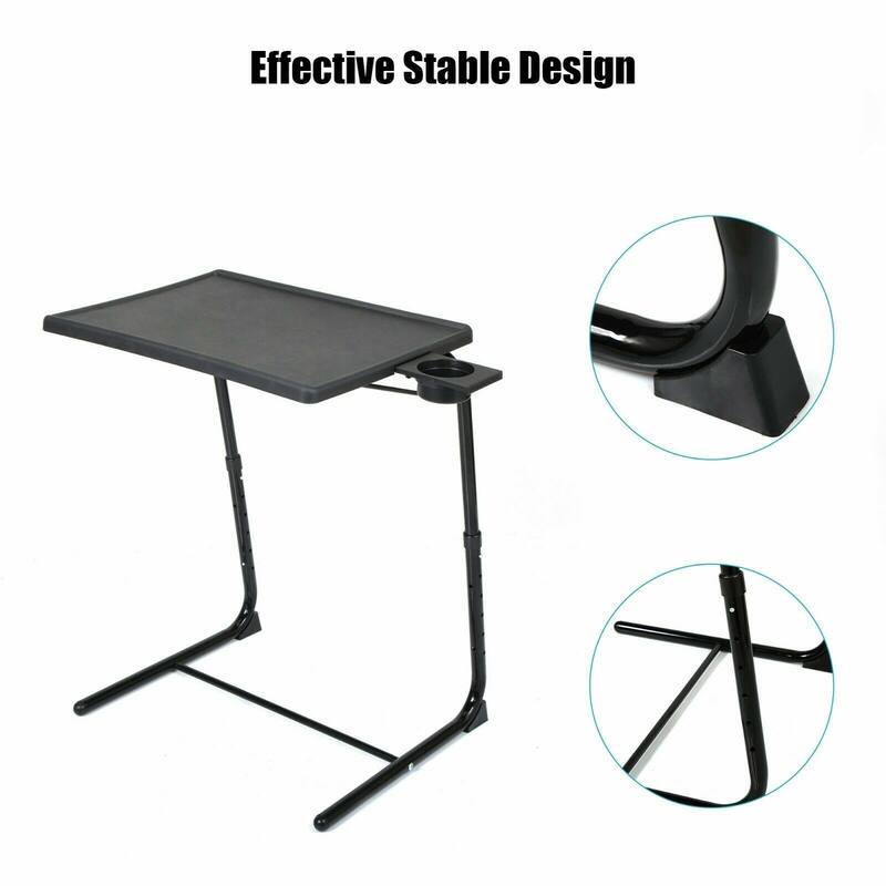 Folding TV Tray Laptop Table End Table Height Adjustable Cup Holder