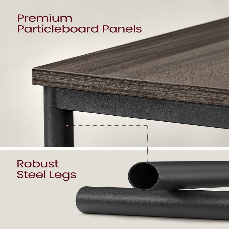 Set of 2 Open Back Side Tables with 2 Particleboard Panels and Black Side Steel Frame - 11.8”L x 15.2”W x 19.7”H