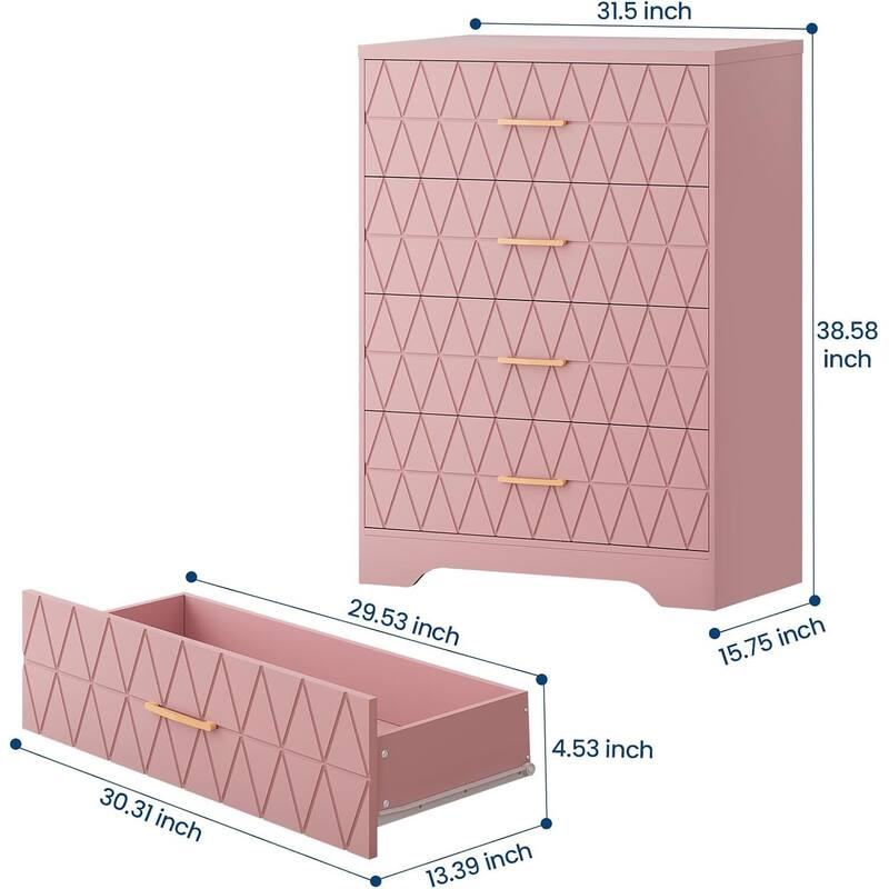 Tall Dresser, Storage Cabinet for Bedroom with 4 Drawers