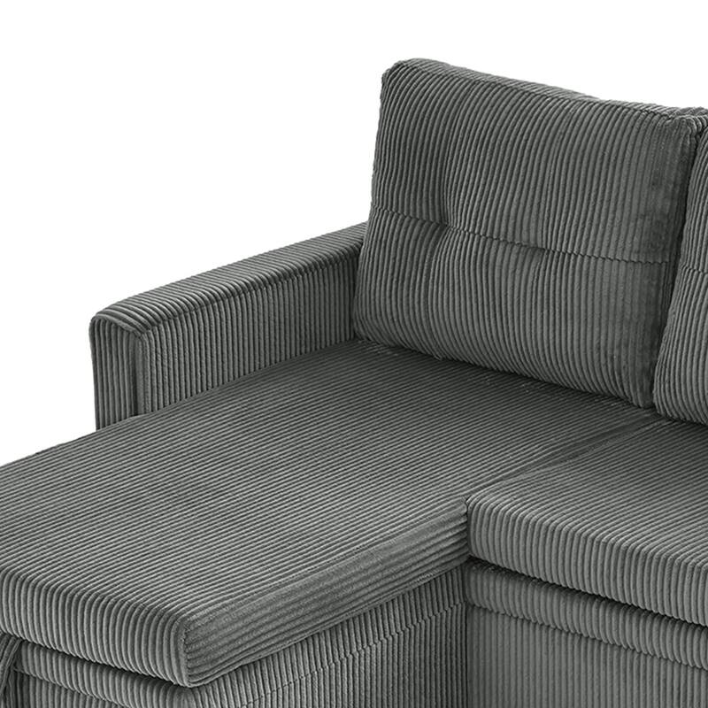 79" W L Shaped Reversible Convertible Pull Out Couch Bed Sleeper Sofa