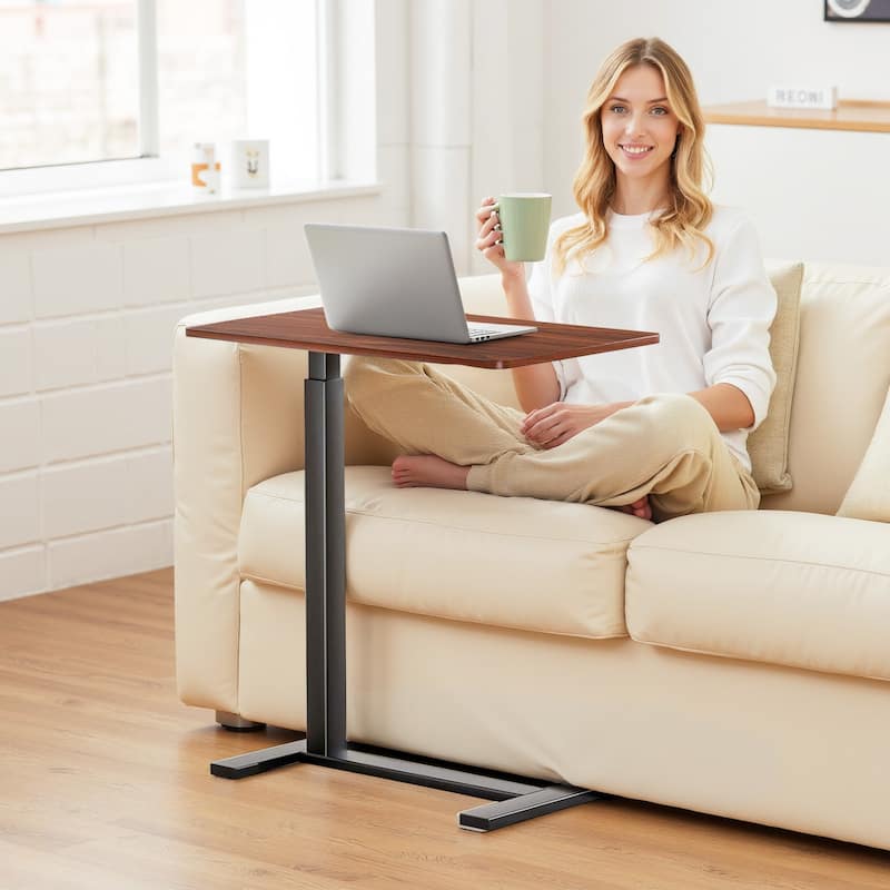 Overbed Bedside Table With Wheels, Adjustable Hospital & Home Use Bed Table, Rolling Laptop Table, Mobile Standing Desk