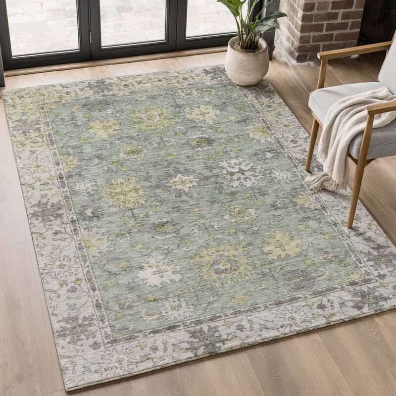 Premium Washable Super Soft Traditional Caply Mayfield Rug - Sage - 9' x 12'