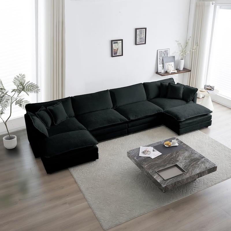 Cloud Chenille Upholstered Modular Sectional Sofa with DIY Combination Design