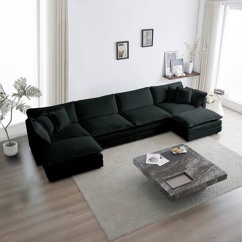 Cloud Chenille Upholstered Modular Sectional Sofa with DIY Combination Design