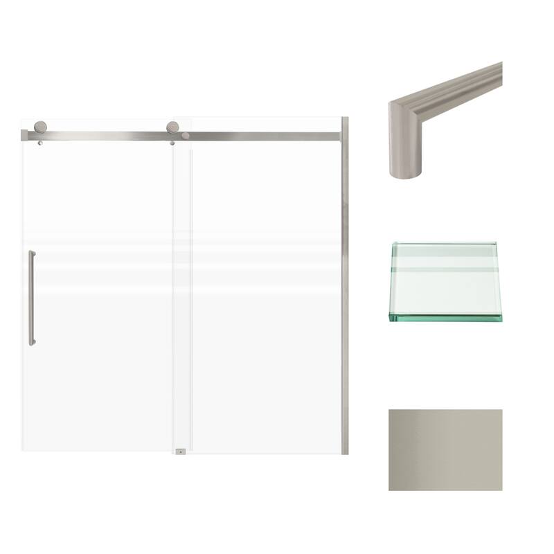 Madeline 60 in. W x 60 in. H Sliding Frameless Shower Door with Fixed Panel with Frosted Glass - 56-60-in W x 60-in H