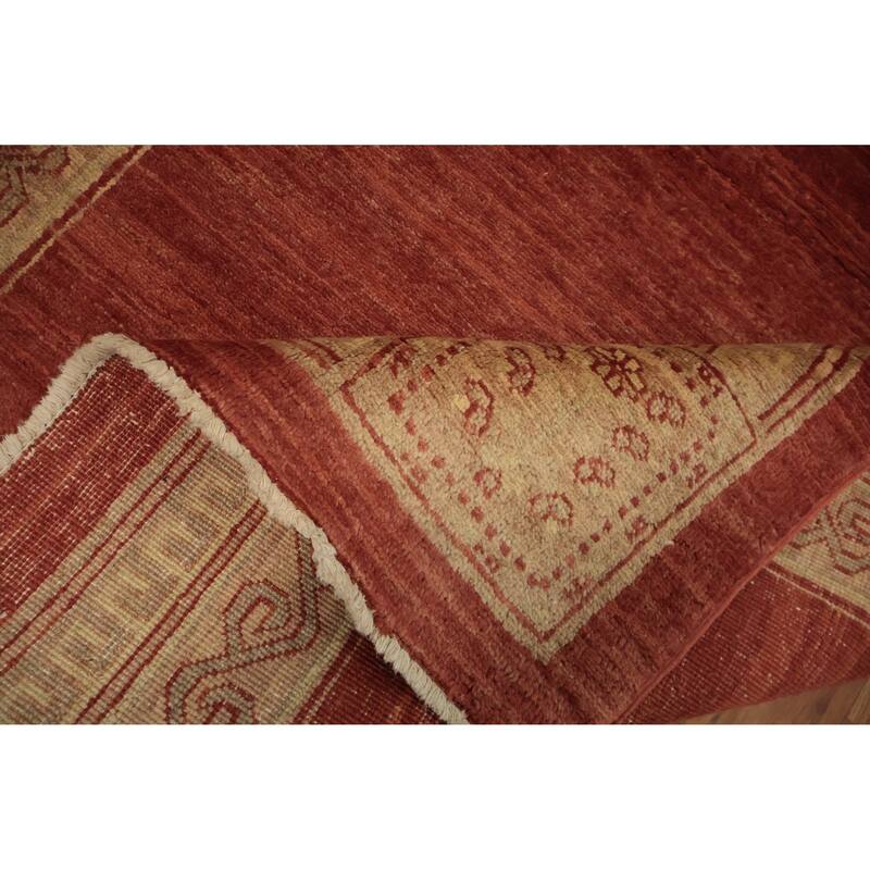 Hand Knotted Oriental 100% Wool Carpet Modern Geometric Oranges & Rust Gabbeh Area Rug - 5' 6'' X 3' 9''