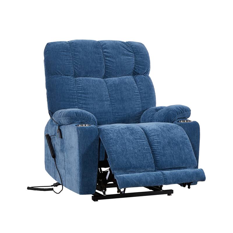 Electric Lift Recliner Sofa with Massage and Heating, 8 Vibrating Points, 1 Lumbar Heating Point, Adjustable Backrest Footrest