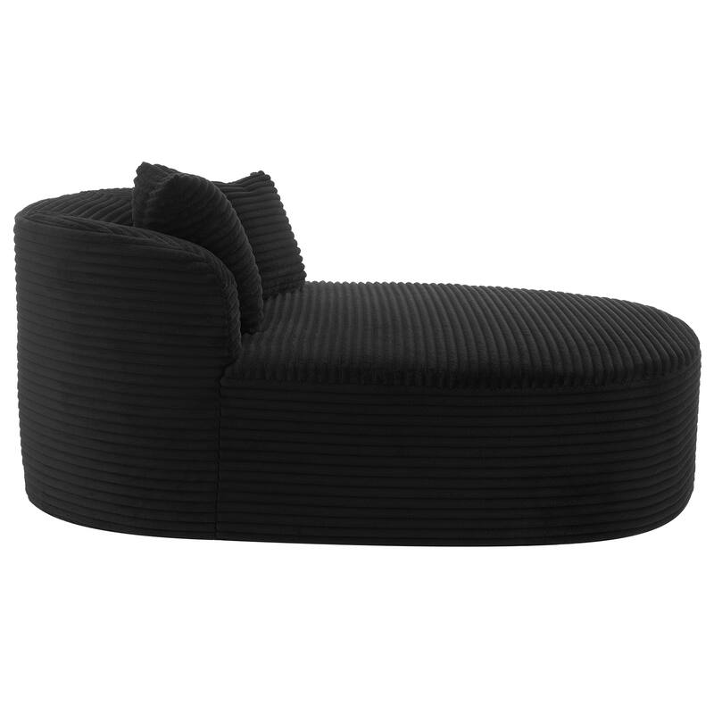 Curved Chaise Lounge Sofa with 2 Pillows, Corduroy Upholstered Sofa Bed Extra-deep Seat Single Sofa Recliners Boneless Couch