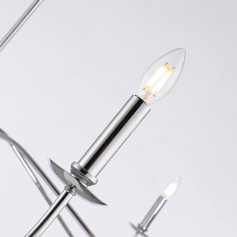 6 Light 64 Inches Minimalist Chandelier in Matte Black / Gold /Chrome