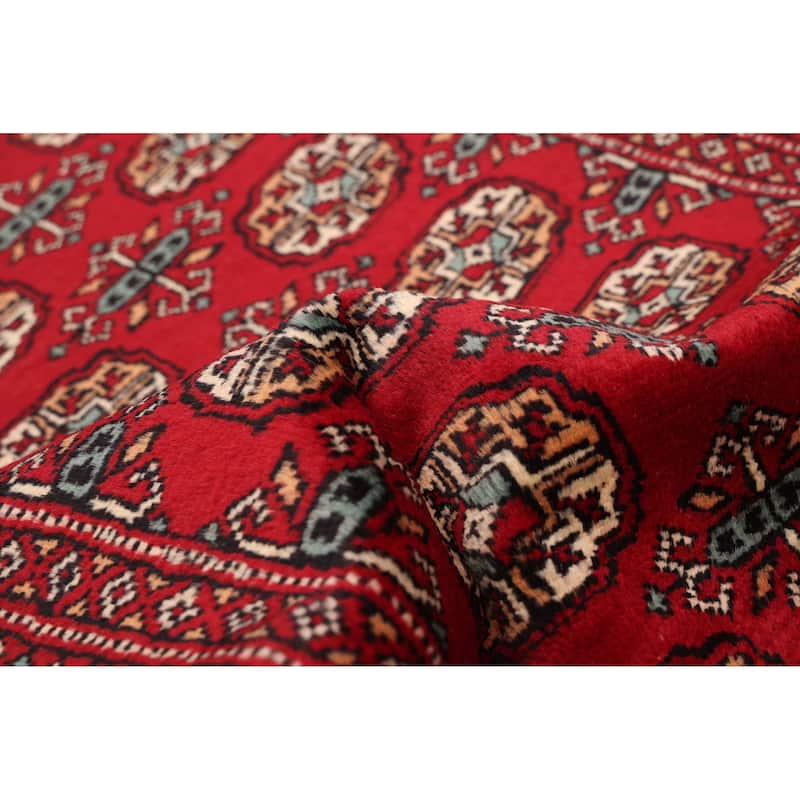 ECARPETGALLERY Hand-knotted Finest Peshawar Bokhara Red Wool Rug - 2'7 x 16'1