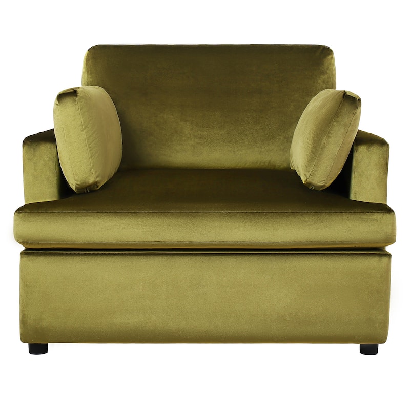 Velvet Single Sofa Chair, Modern Upholstered Accent Chair for Reading, Comfy Living Room Chairs with Pillow