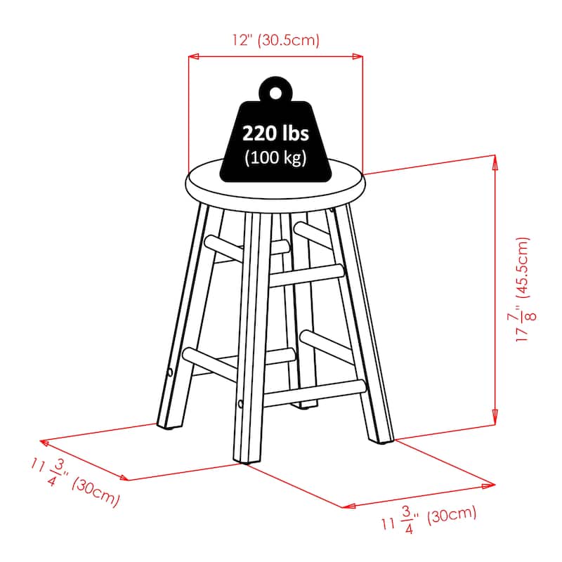 Element 2-Pc Square Legs Dining Stool Set, Walnut-Rustic Teal Finish - N/A