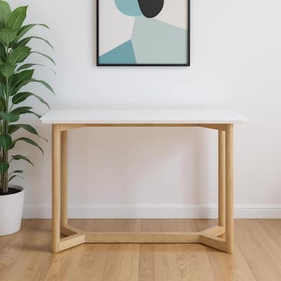 HomeRoots 47" Natural And White Solid Wood Sled Console Table - 47.00 in. x 30.00 in. x 15.50 in.