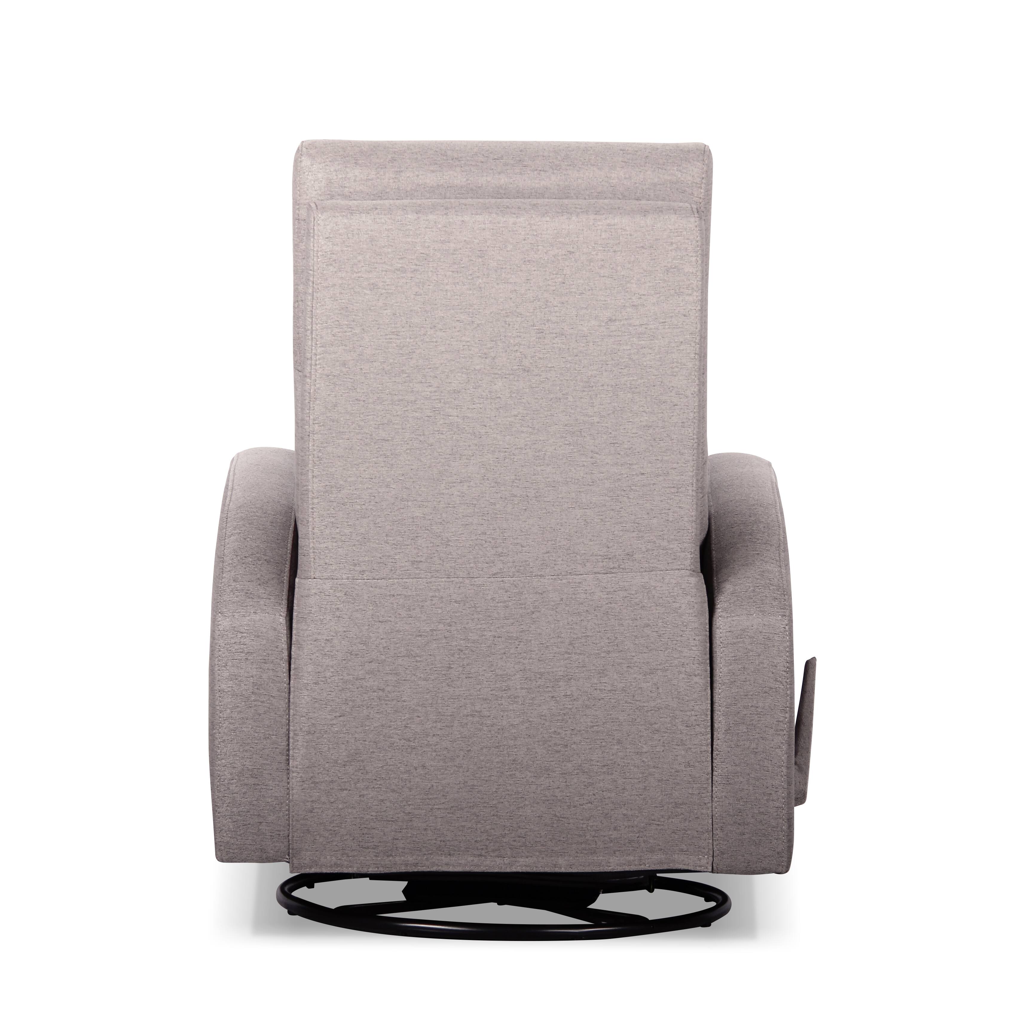 Brown Polyester Manual Glider 360° Swivel Recliner with Long Handle and