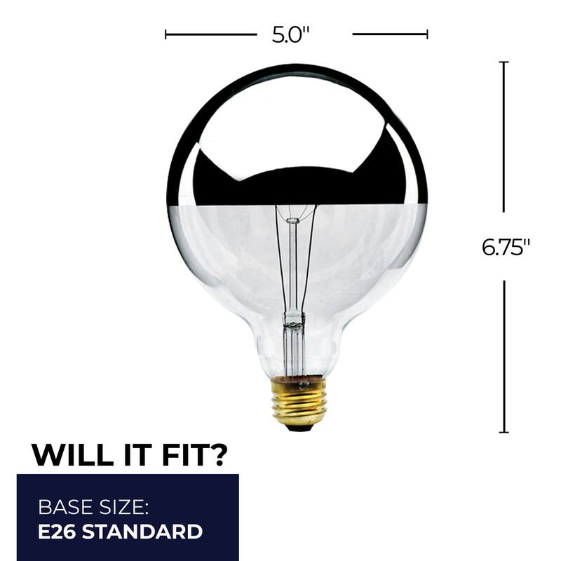 Bulbrite Pack of (4) 100 Watt Dimmable Half Chrome G40 Incandescent Light Bulbs with Medium (E26) Base, 2700K Warm White Light