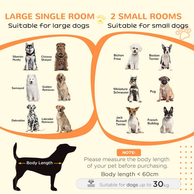 PawHut Large Furniture Style Dog Crate with Removable Panel, End Table with Two Rooms Design and Two Front Doors