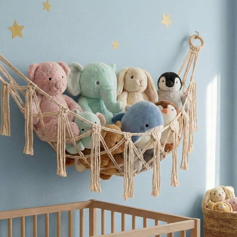 Stuffed Animal Storage Hammock Large Baby Pink - Beige