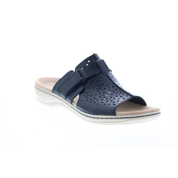 slide 1 of 3, Clarks Leisa Fox Navy Womens Slides Sandals
