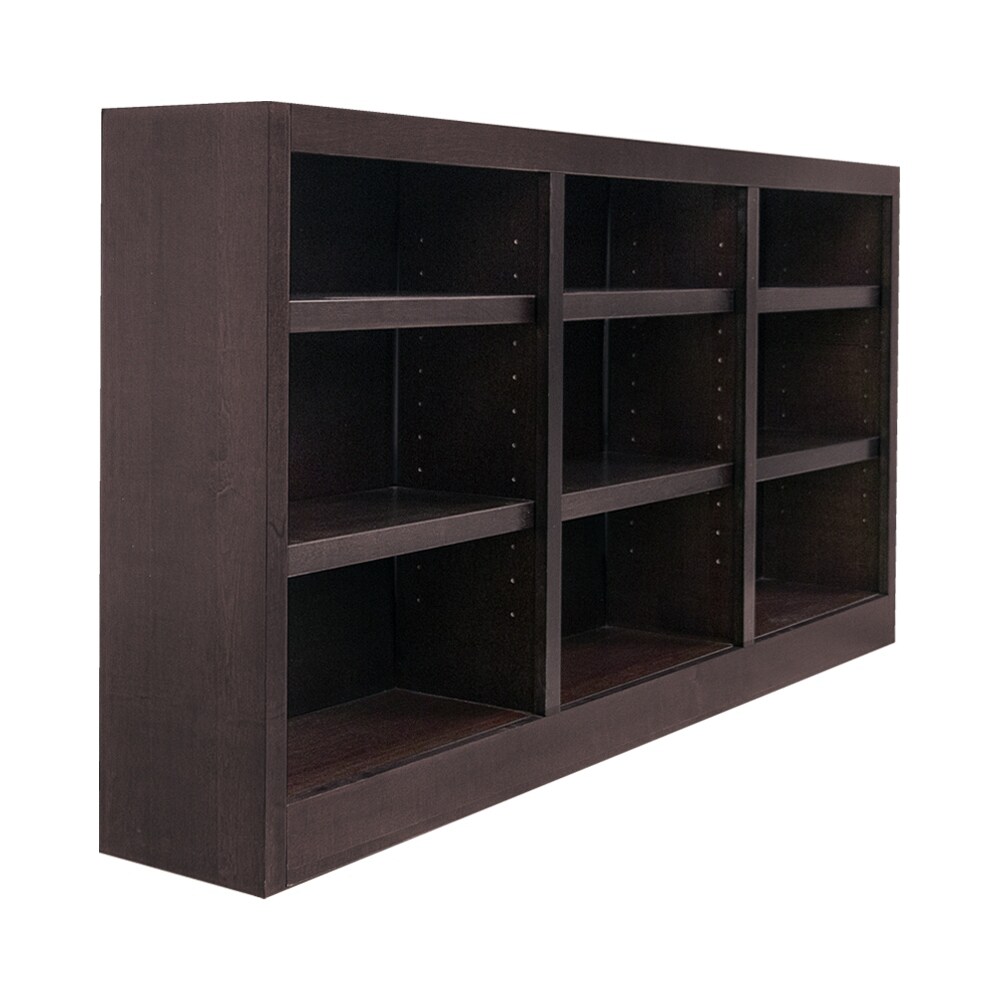Concepts in Wood Triple Wide Wood Bookcase, 9 Shelf, 36 inch Tall