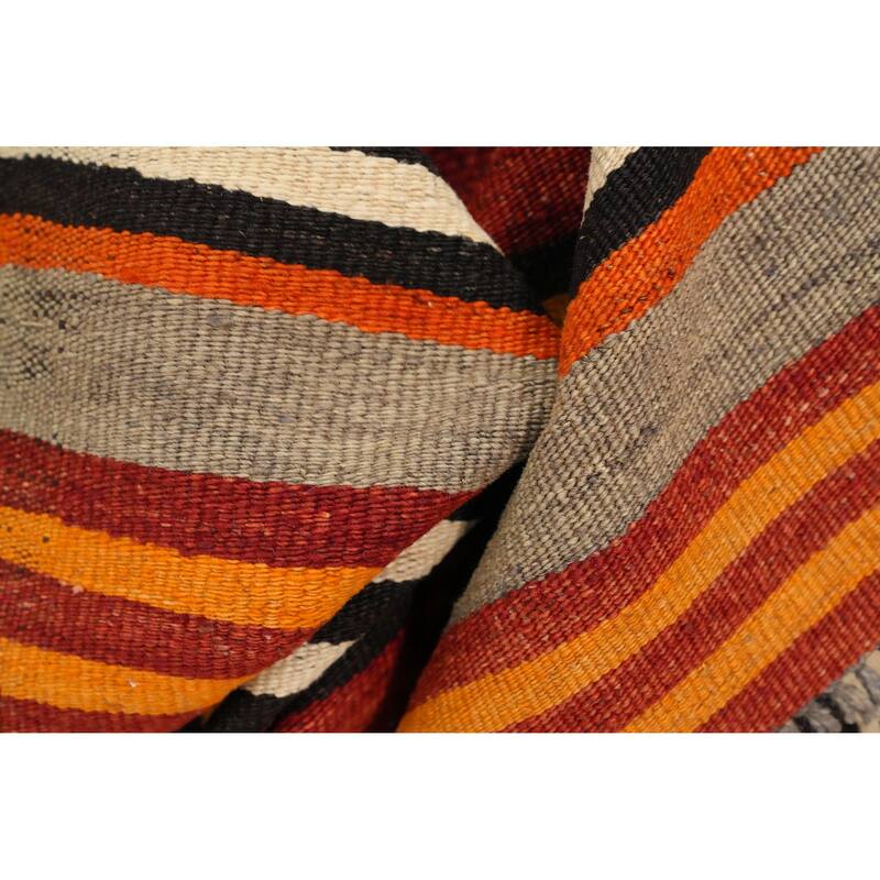 Hand Woven Oriental 100% Wool Carpet Southwestern Geometric Multi-Colored Kilim Area Rug - 9' 8'' X 4' 6''