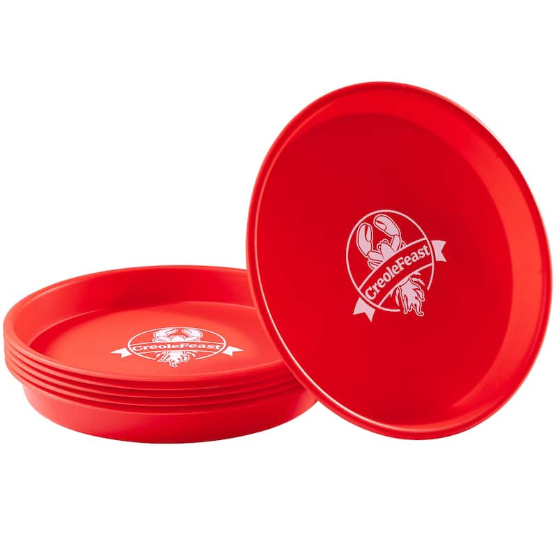 Creole Feast 15-Inch Crawfish Plates for Outdoor & Indoor, Red - Red