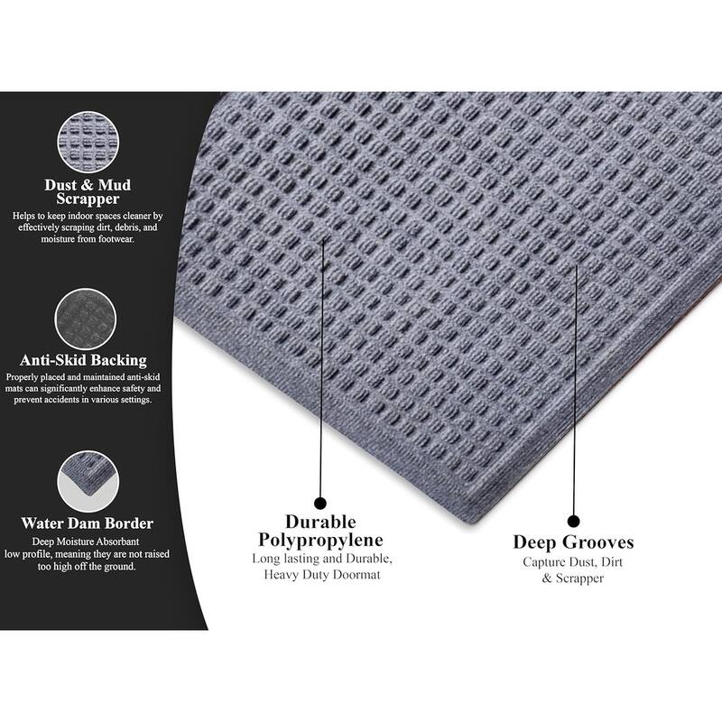 A1HC New All Weather Superior Dirt and Moisture Absorbing Polypropylene Door Mat with Non-Slip Backing for Inside Outside Use