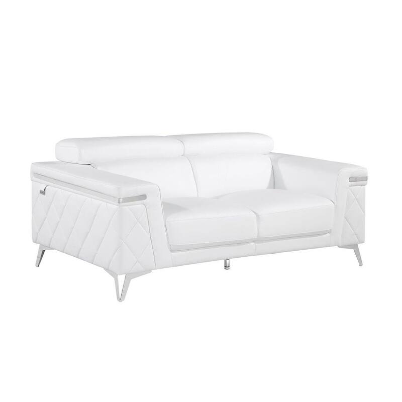 HomeRoots Two Piece Indoor White Italian Leather Five Person Seating Set