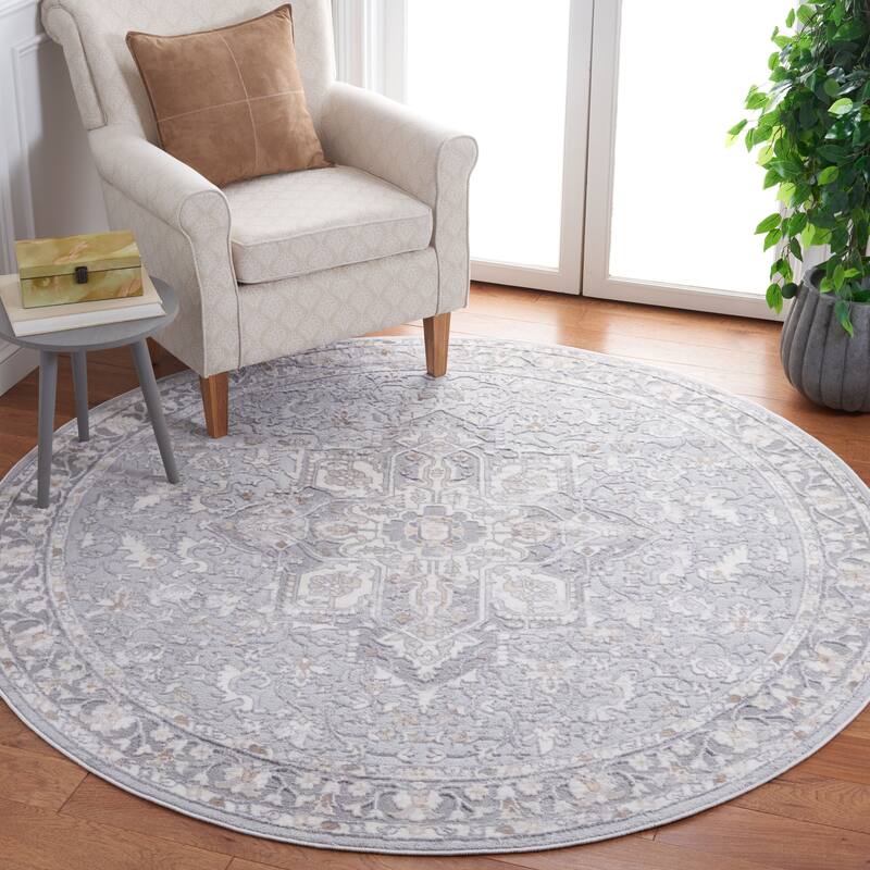 SAFAVIEH Handmade Eternal Eria Oriental Medallion Rug - 6'7" Round - Grey/Beige